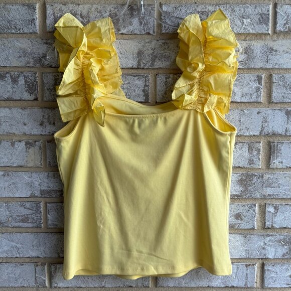 Marc New York Sleeveless Ruffle Cotton Blend Tank Blouse Women's Size M - Picture 2 of 7